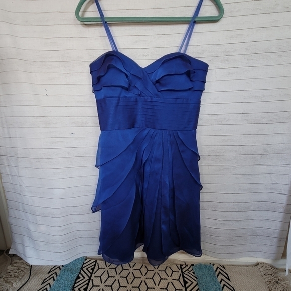 ADRIANNA PAPELL EVENING ROYAL BLUE STRAPLESS MINI DRESS, SZ 2 - Picture 1 of 11
